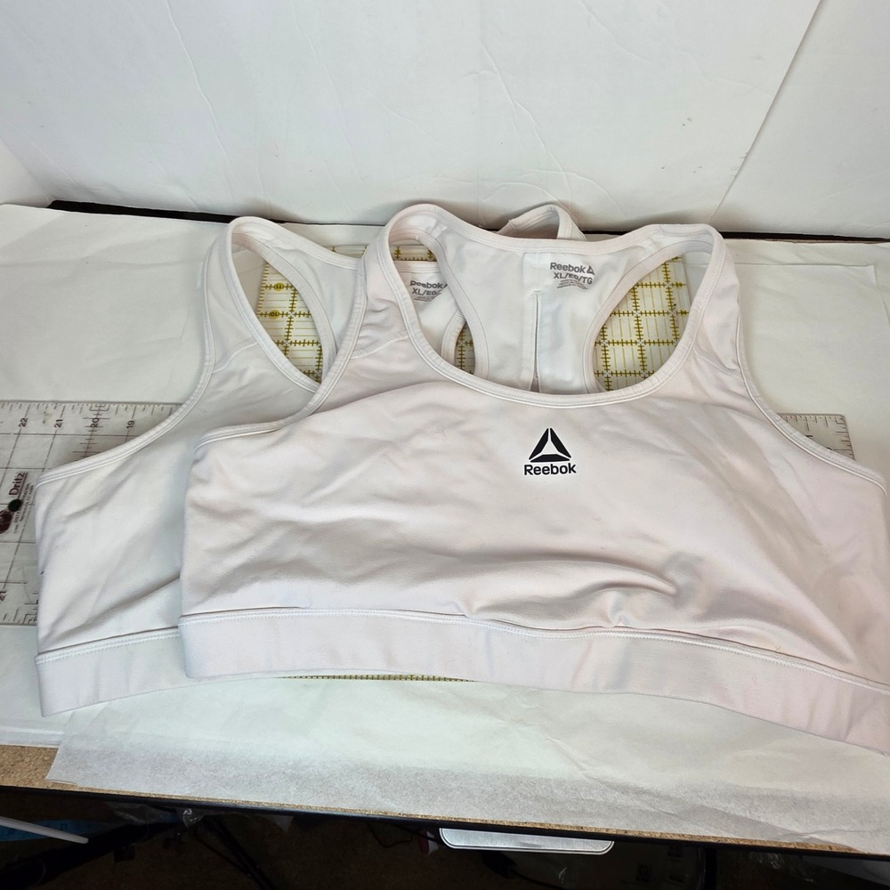 Reebok Womens White Racerback Mesh Panel Sports Bra Size XL Activewear